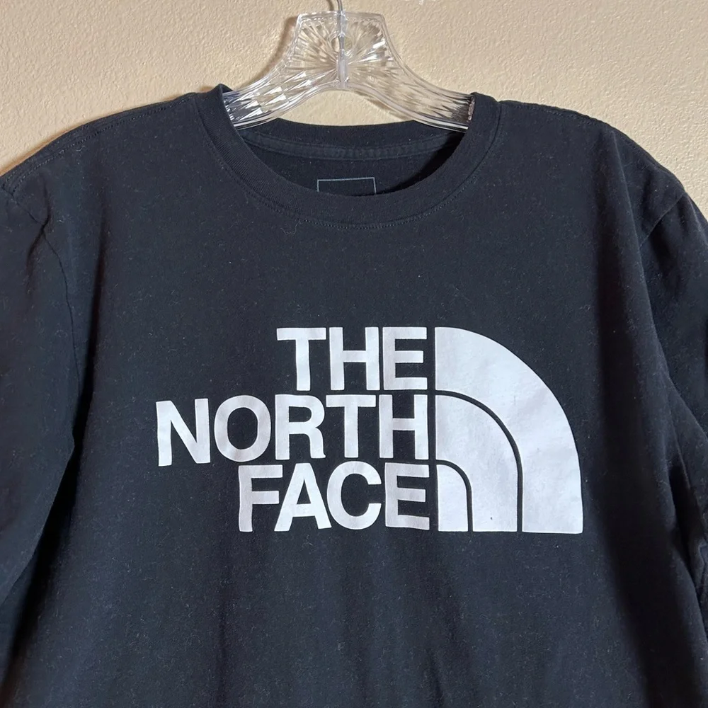 The North Face Black Cotton Tshirt with White Logo, Size Medium